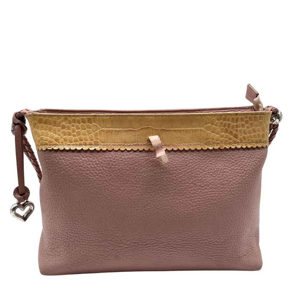 Brighton Pale Pink Pebbled Leather Bow Shoulder Bag